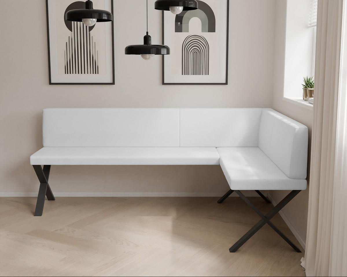 ECKBANK rechts VERO X Kunstleder glatt, 128/168 cm Weiß - Weiß, Kunststoff/Textil (128/168cm) - Idohome
