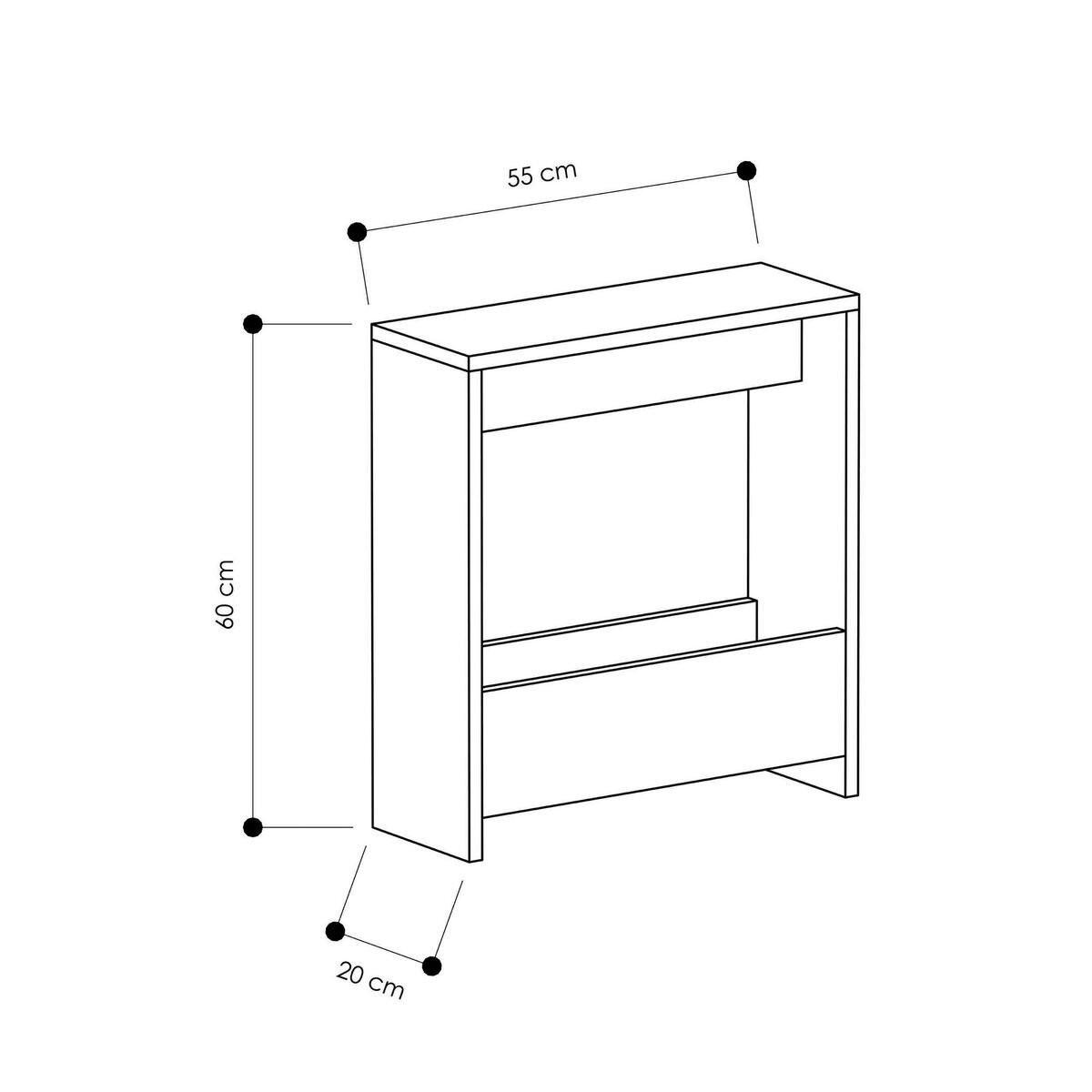BEISTELLTISCH mit Stauraum 55/20/60 cm - Weiß, Holzwerkstoff (55/20/60cm) - Calicosy
