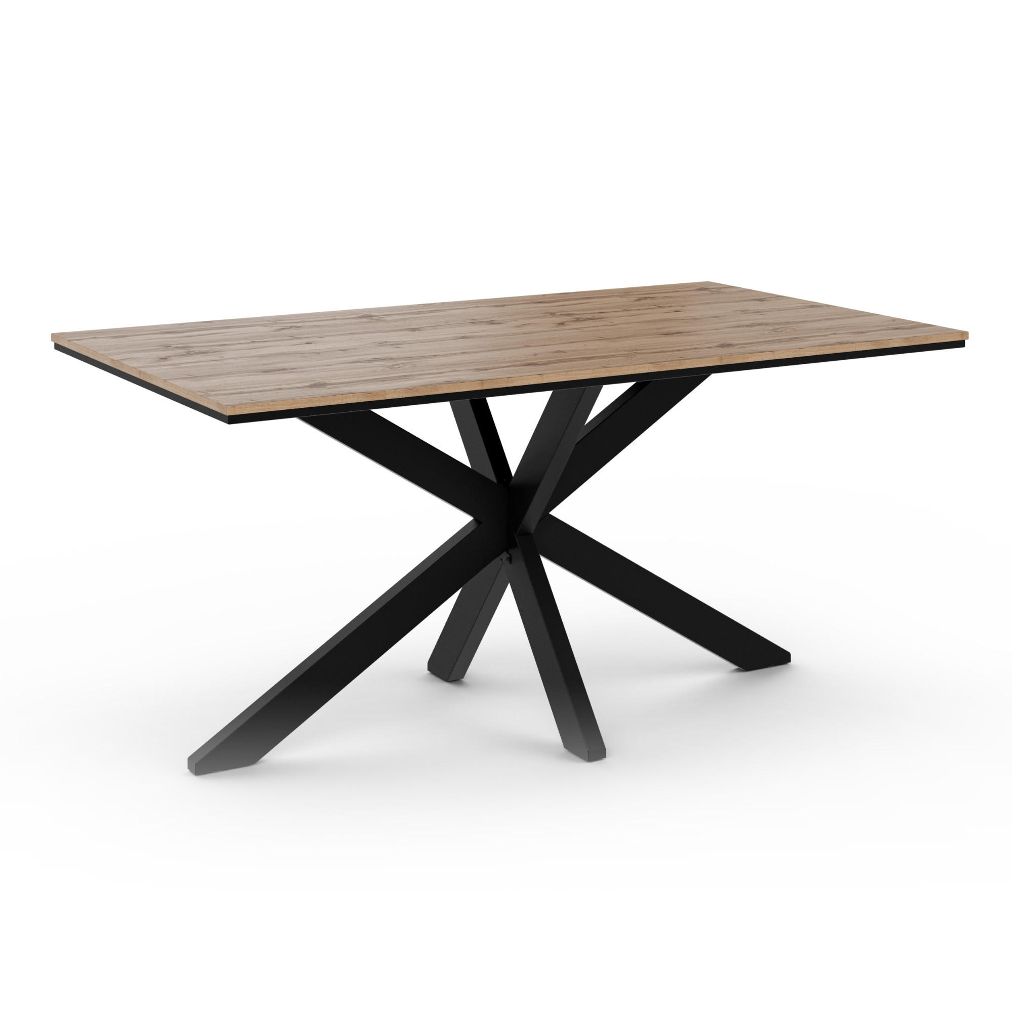 ESSTISCH Wotan Eiche Holzoptik 160x90 cm - Eiche Wotan/Schwarz, Holzwerkstoff (160/90/76.5cm) - PROSPERO