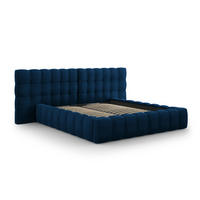 BETT mit Bettkasten und Doppelkopfteil Mamaia aus Samt königsblau 180x200cm - Blau, Textil (180/200cm) - Micadoni