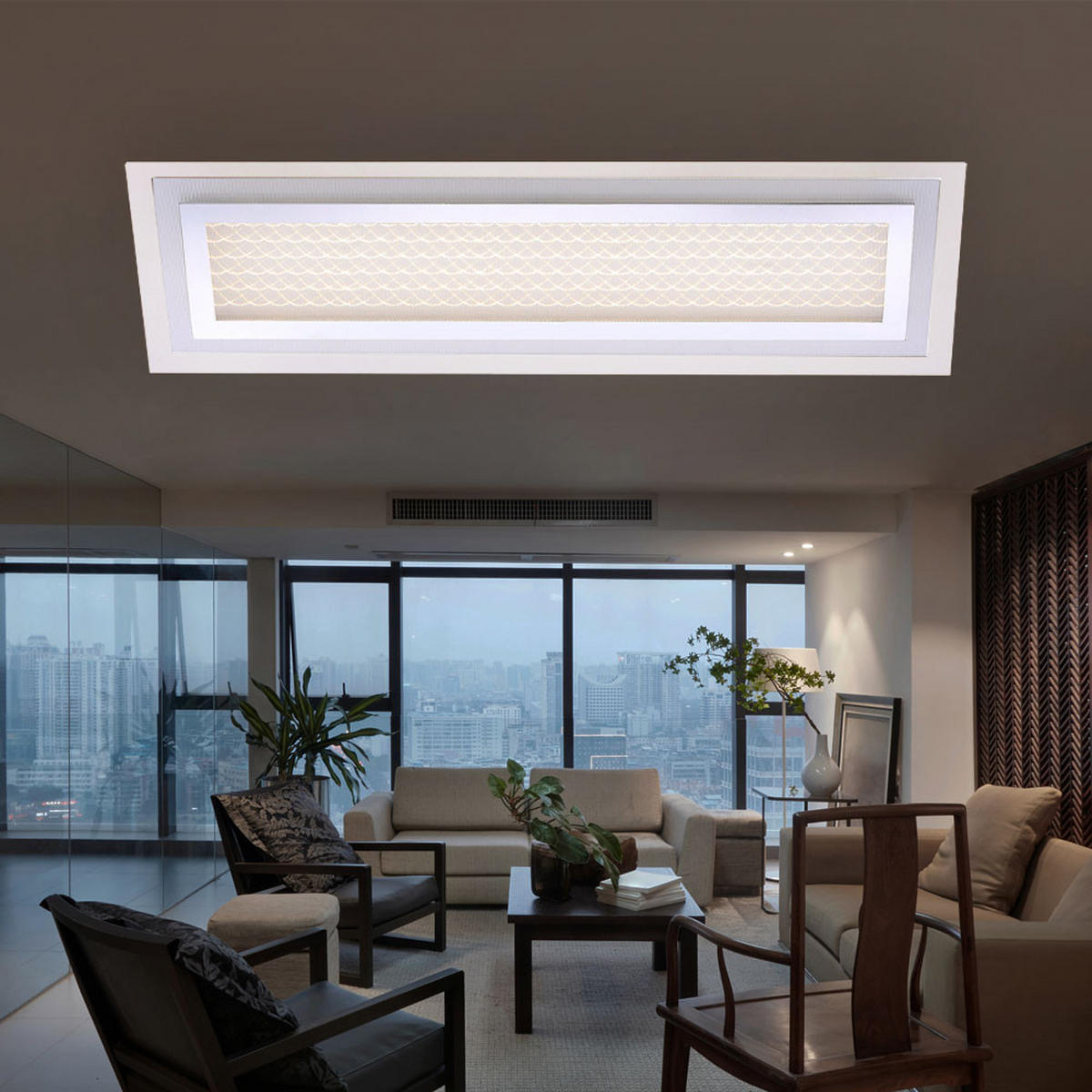 LED DECKENLEUCHTE Aluminium Chrom Silber - Silberfarben, Glas (68/22/8cm)