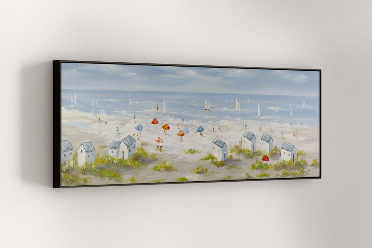 ÖLGEMÄLDE 150/50 cm - Blau/Beige, Holz/Textil (150/50cm) - KUNSTLOFT