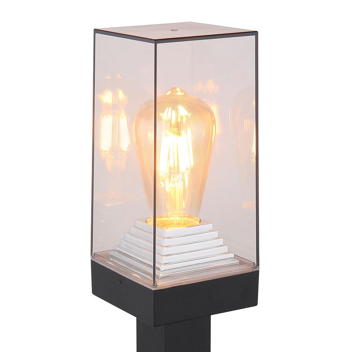 LED STEHLEUCHTE Aluminium Schwarz Klar - Schwarz, Metall (10/10/100cm) - Globo Lighting