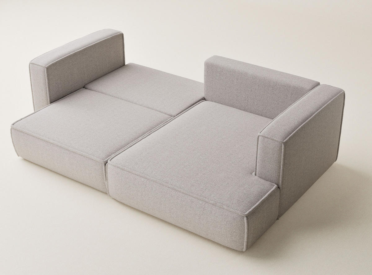 ECKSOFA MIT SCHLAFFUNKTION Velto Beige Webstoff - Beige/Schwarz, Holz/Holzwerkstoff (250/152cm) - Maison de Reve