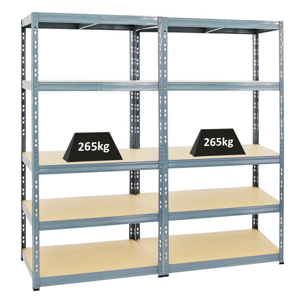 SCHWERLASTREGAL Tiger 2er-Set mit 2x 180x90x60 cm Fachlast 265 kg Grau - Grau, Metall (180/180/60cm) - PROREGAL