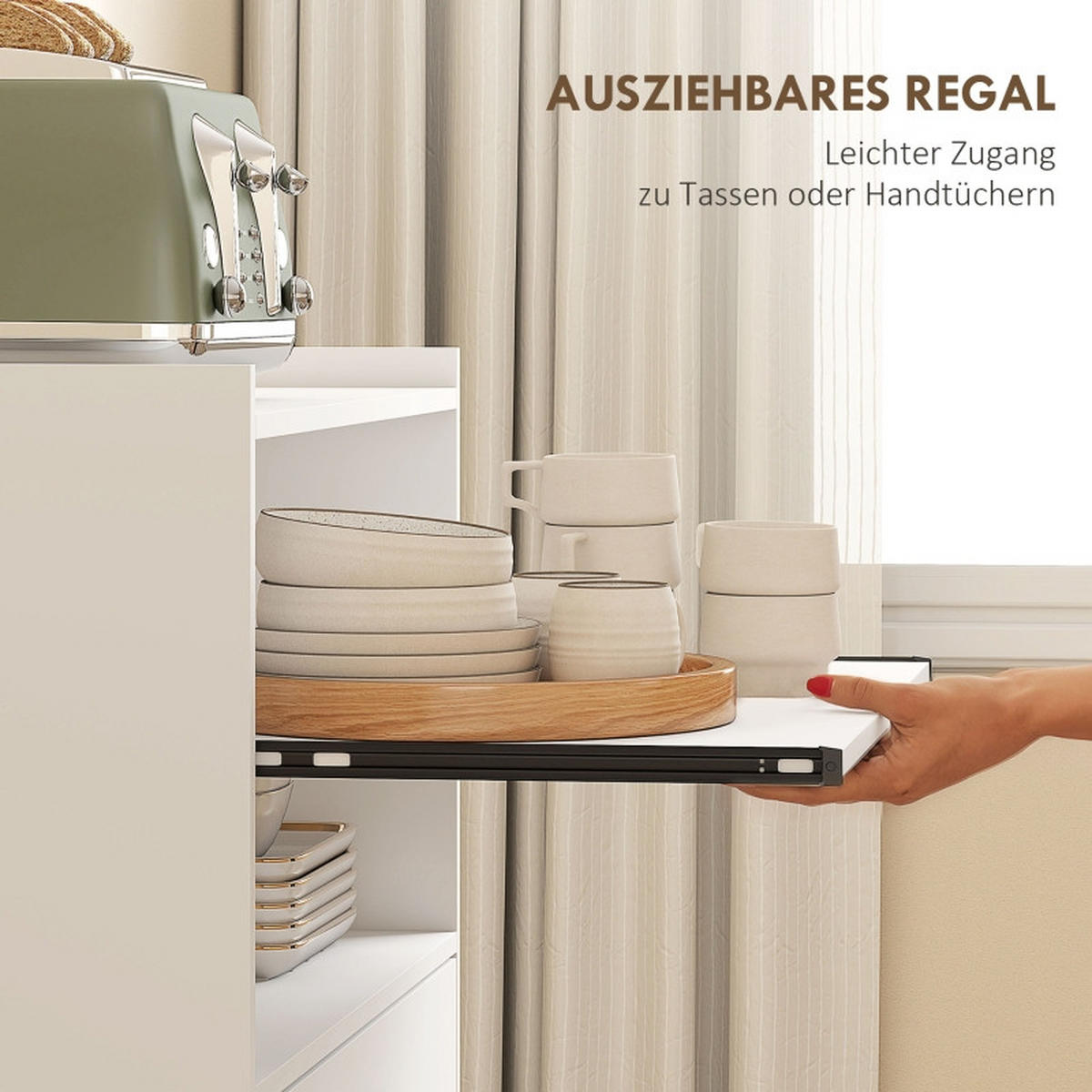 SERVIERWAGEN DE-38795 4 Rollen und viel Stauraum Weiß - Weiß, Holzwerkstoff (59/92/40cm) - ComfortXL