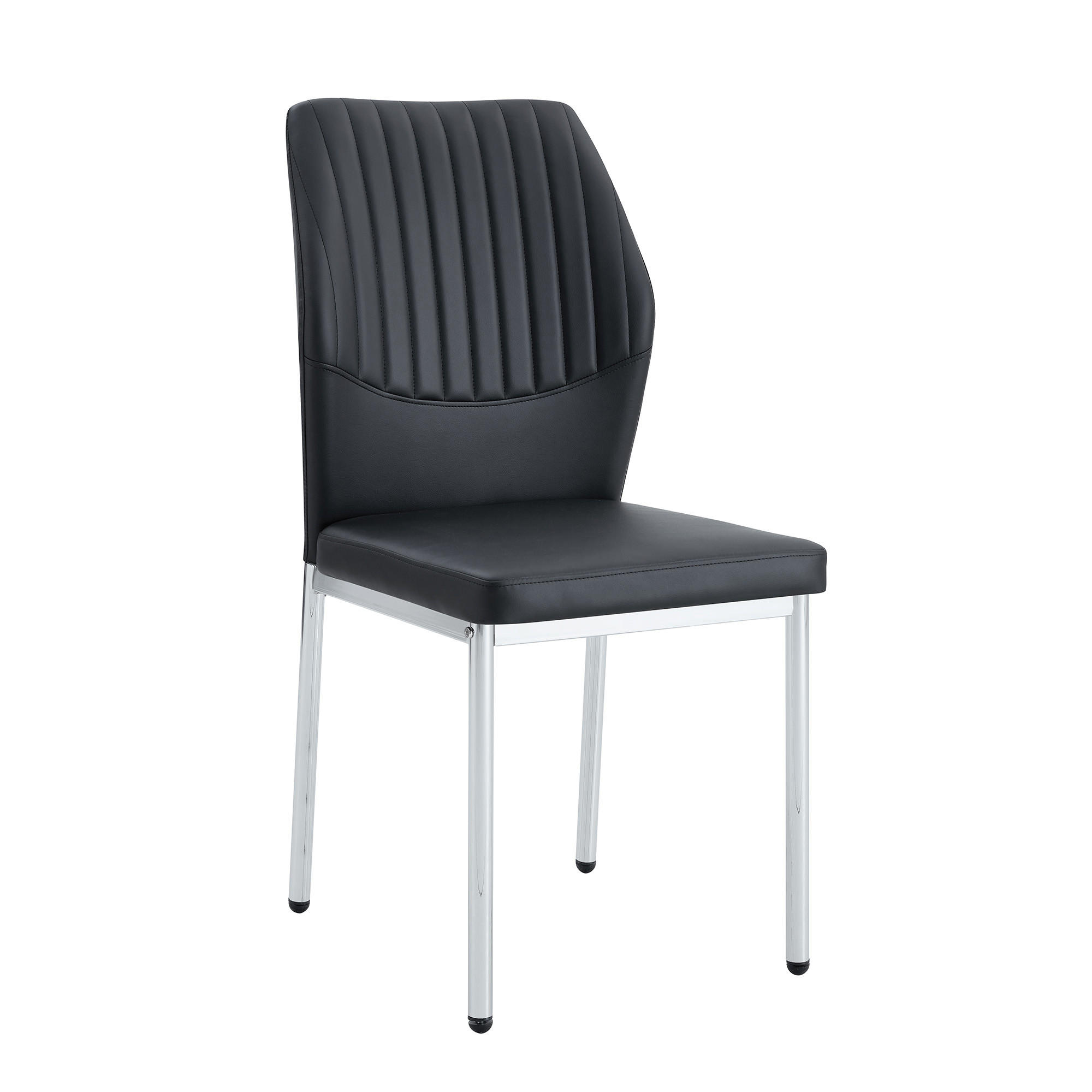 STUHL-SET DE-36577 4 Stück mit PU-Bezug und Metallbeinen Schwarz - Schwarz, Metall (42.6/93/43cm) - ComfortXL