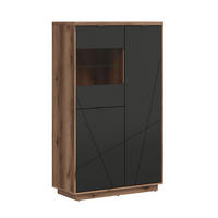 VITRINE Sven Schwarz und Holz - Schwarz, Holzwerkstoff (94/157/43cm) - Petits-meubles