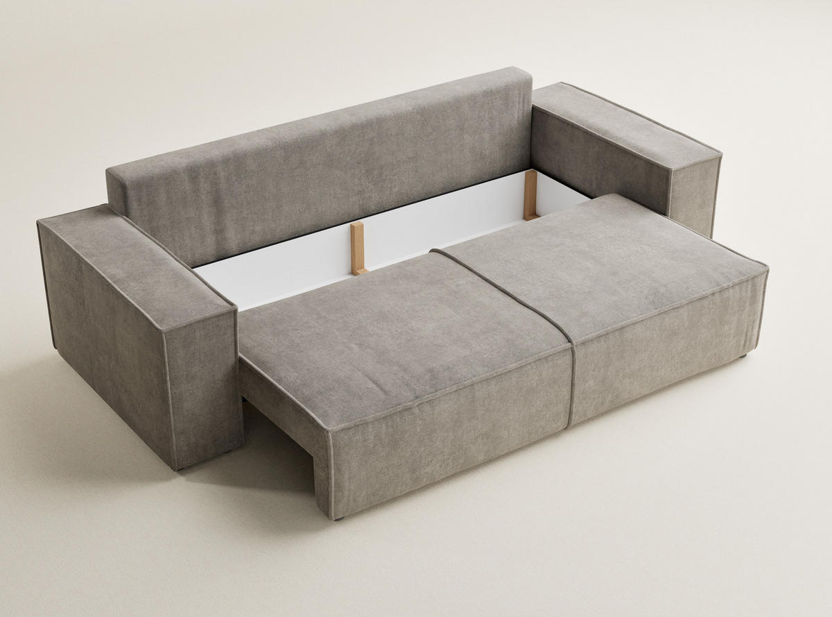 SOFA MIT SCHLAFFUNKTION Milos Braun Webstoff - Schwarz/Braun, Holz/Holzwerkstoff (255/70/105cm) - Maison de Reve