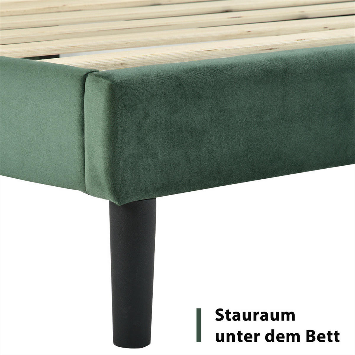 POLSTERBETT 90/200 cm in Grün Leinen - Grün, Holz/Textil (90/200cm) - KOMHTOM