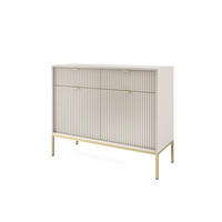 KOMMODE Nova Kaschmir, Golden Beine, Zweitürig mit Schubladen - Kaschmir/Goldfarben, Holzwerkstoff/Metall (104/83/39cm) - Bettso