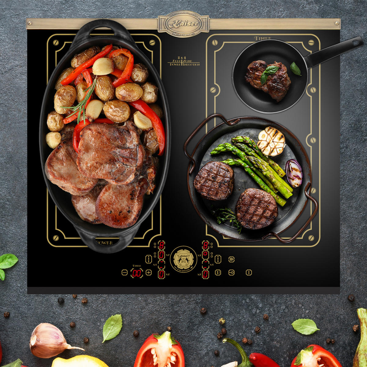 INDUKTIONSKOCHFELD - Schwarz, Keramik (59/5.5/52cm) - Kaiser Küchengeräte