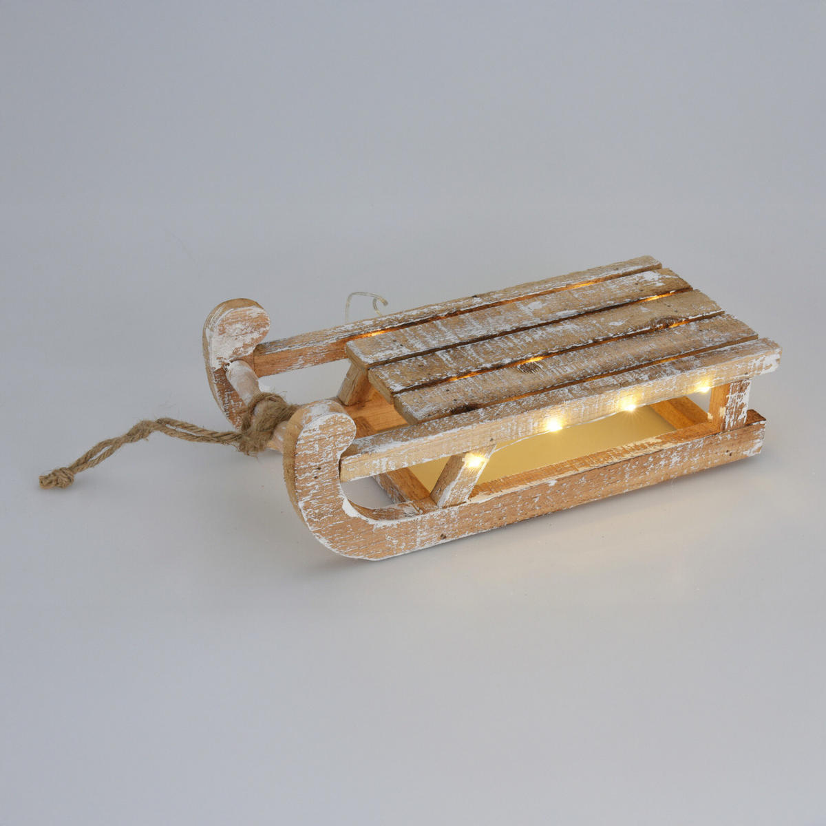 HOLZDEKORATION LED Schlitten 32/25/11 cm - Goldfarben, Holz (14/11/30cm) - Home Styling Collection