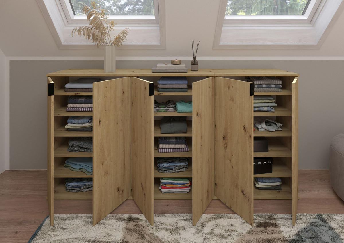 GARDEROBENKOMBINATION 3tlg. Projekt X Garderobe in Artisan Eiche Nachbildung B/H/T: 183x99x34 cm - Eiche Artisan, Holzwerkstoff (183/99/34cm)