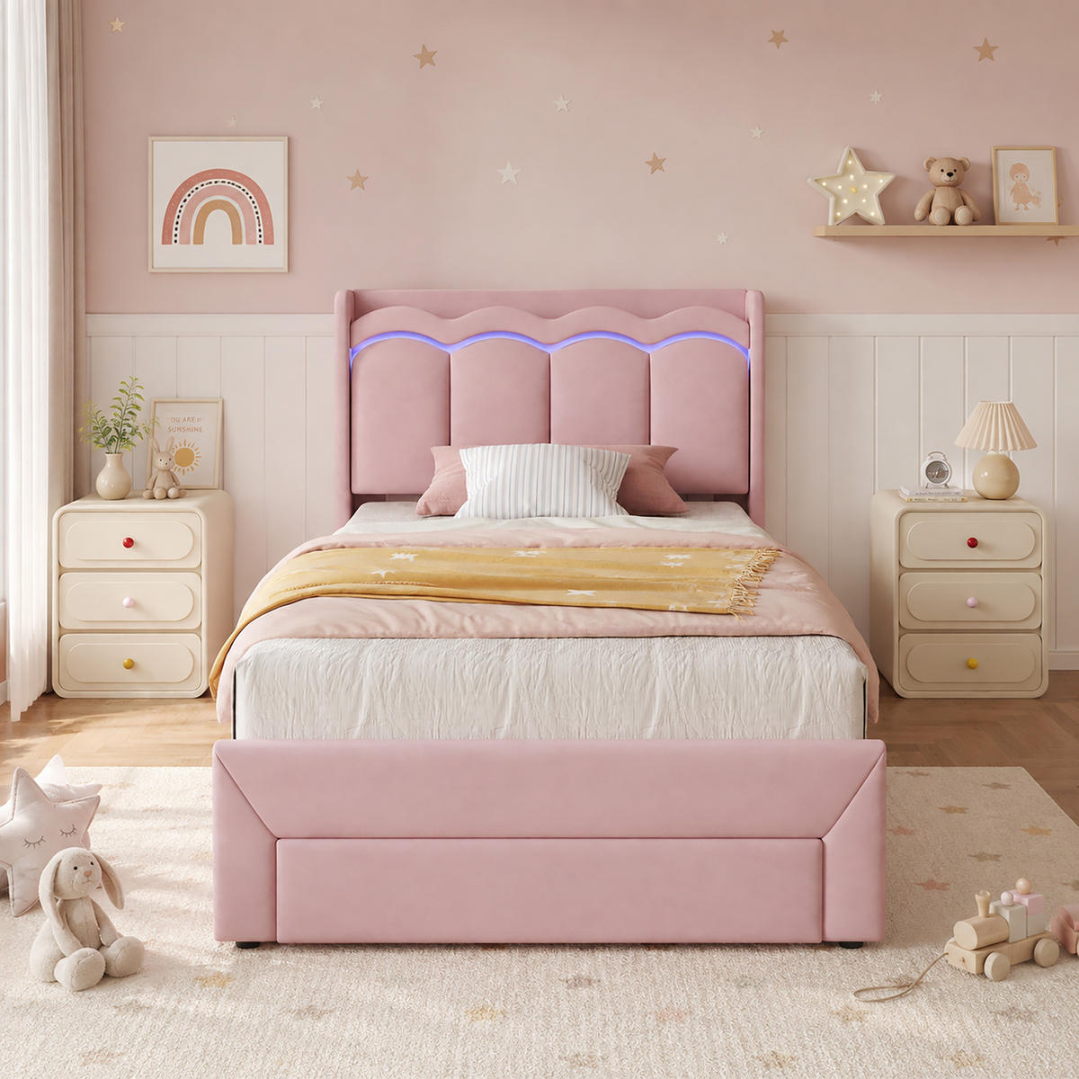 KINDERBETT 90/200 cm Rosa - Pink, Textil