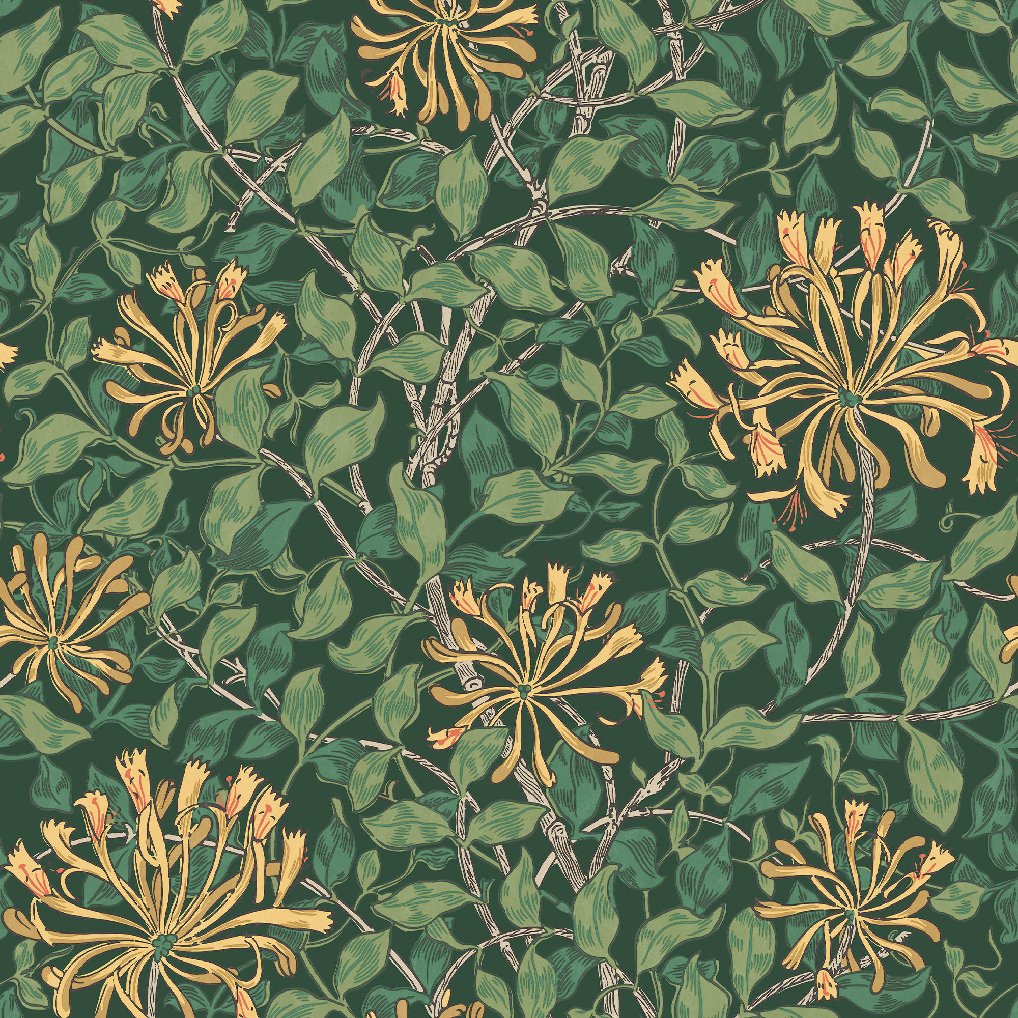 William Morris at Home Vliestapete Dunkelgrün 52x1000 cm