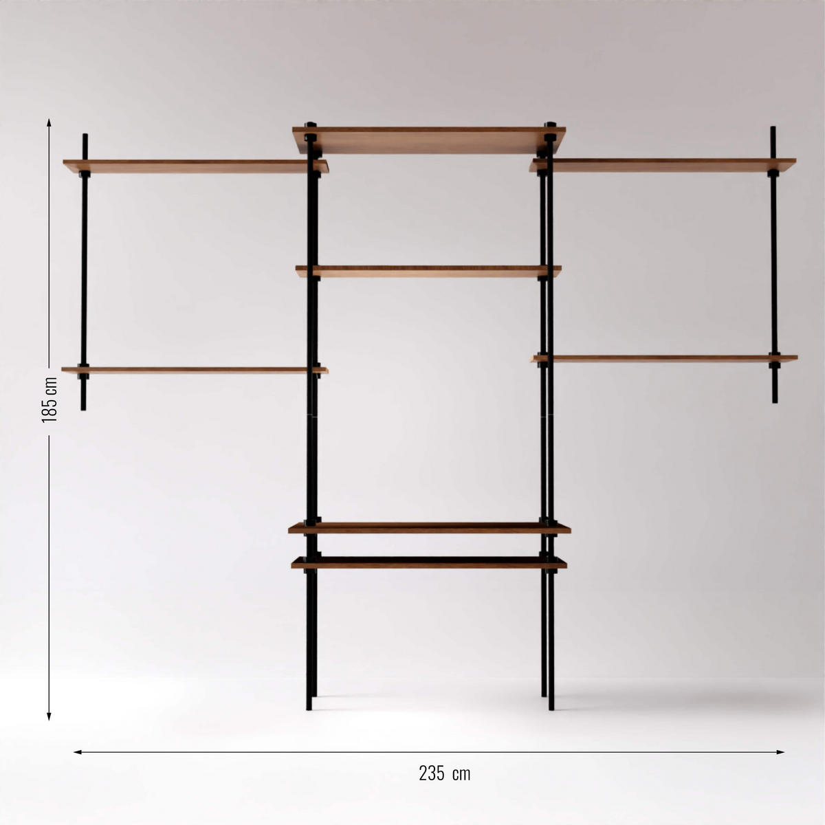 SCHREIBTISCH mit Regal 185x150x17,5/52,5 - Eiche San Remo, Metall (235/185/52.5cm) - AR Shelving