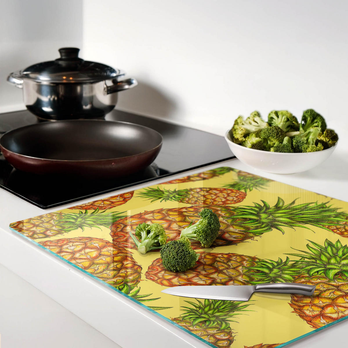 GLASPLATTE 60x52 cm Ananas - Multicolor, Glas (60/0.4/52cm) - TULUP