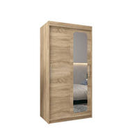 SCHWEBETÜRENSCHRANK 200/100/62 2-türig - Silberfarben/Sonoma Eiche, Holz/Kunststoff (100/200/62cm) - MÖBEL KRYSPOL