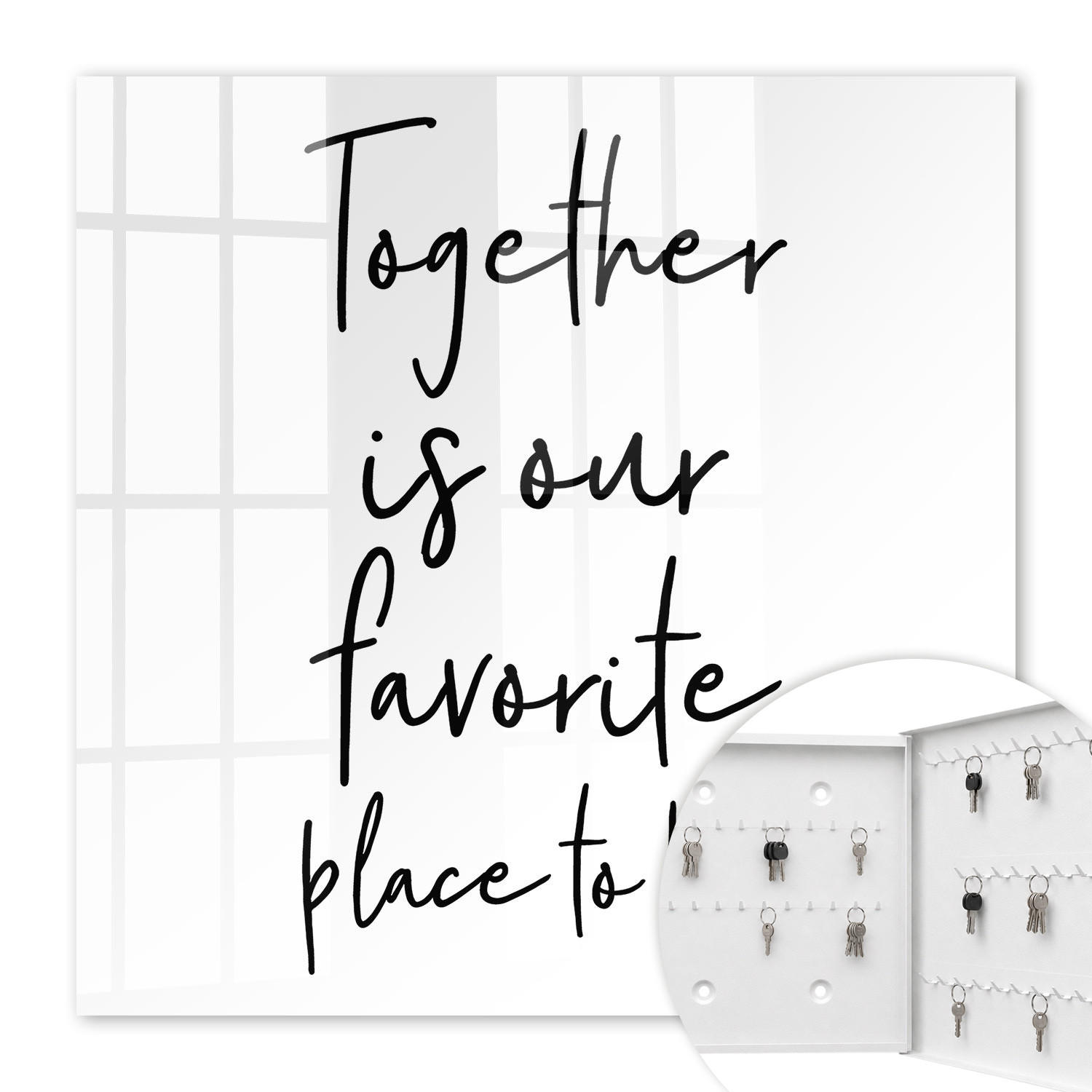 SCHLÜSSELBOX Weiß 30x30 cm – Türöffnung nach rechts - Gemeinsam ist unser Lieblingsplatz. - Multicolor, Metall (30/30/5cm) - TULUP