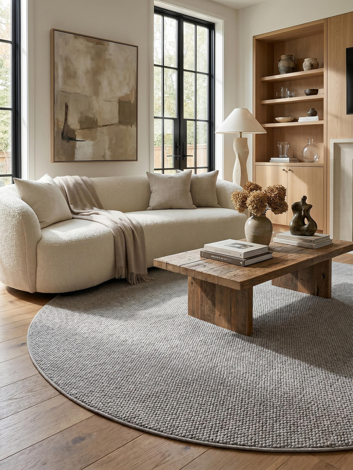 TEPPICH Flachgewebe LANGAU in Silber, meliert, Ø 200 cm - Silberfarben, Textil (200/200cm) - KADIMA DESIGN