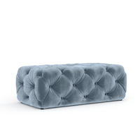 POUF Cosimo Blau Grau Samtstoff - Blaugrau/Schwarz, Holz/Holzwerkstoff (130/39/65cm) - Maison de Reve