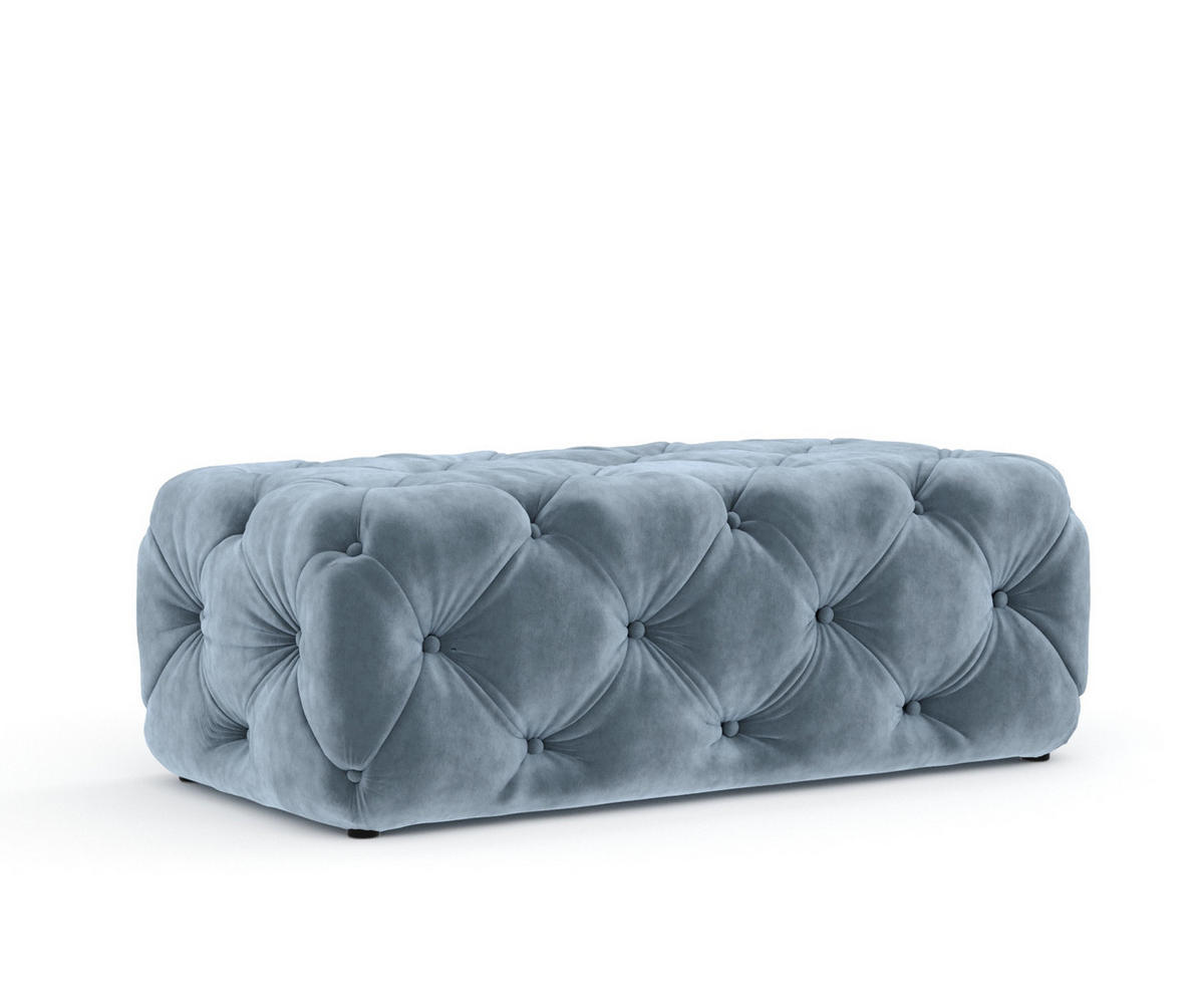 POUF Cosimo Blau Grau Samtstoff - Blaugrau/Schwarz, Holz/Holzwerkstoff (130/39/65cm) - Maison de Reve