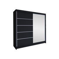 SCHWEBETÜRENSCHRANK Talin III - Silberfarben/Schwarz, Holzwerkstoff/Metall (180/215/58cm) - MIRJAN24