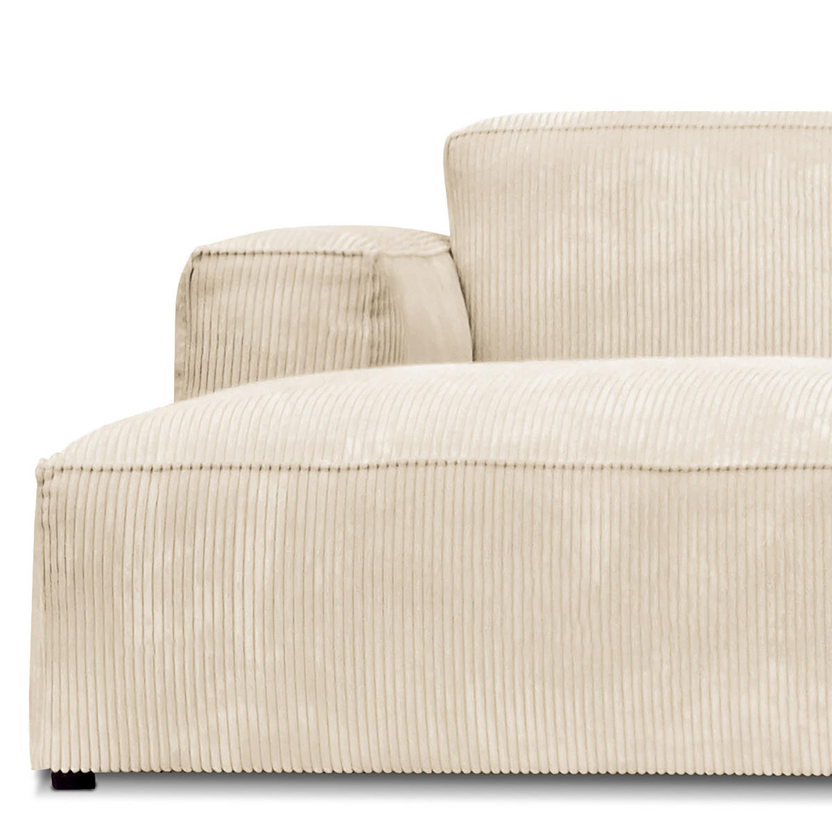 ECKSOFA mit Longchair - Creme/Schwarz, Kunststoff/Textil (345/170cm) - home24