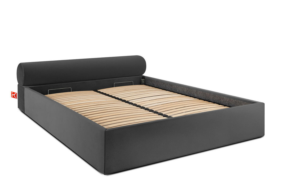 POLSTERBETT LUNEO - Anthrazit/Schwarz, Holz/Holzwerkstoff (202/204cm) - KONSIMO®