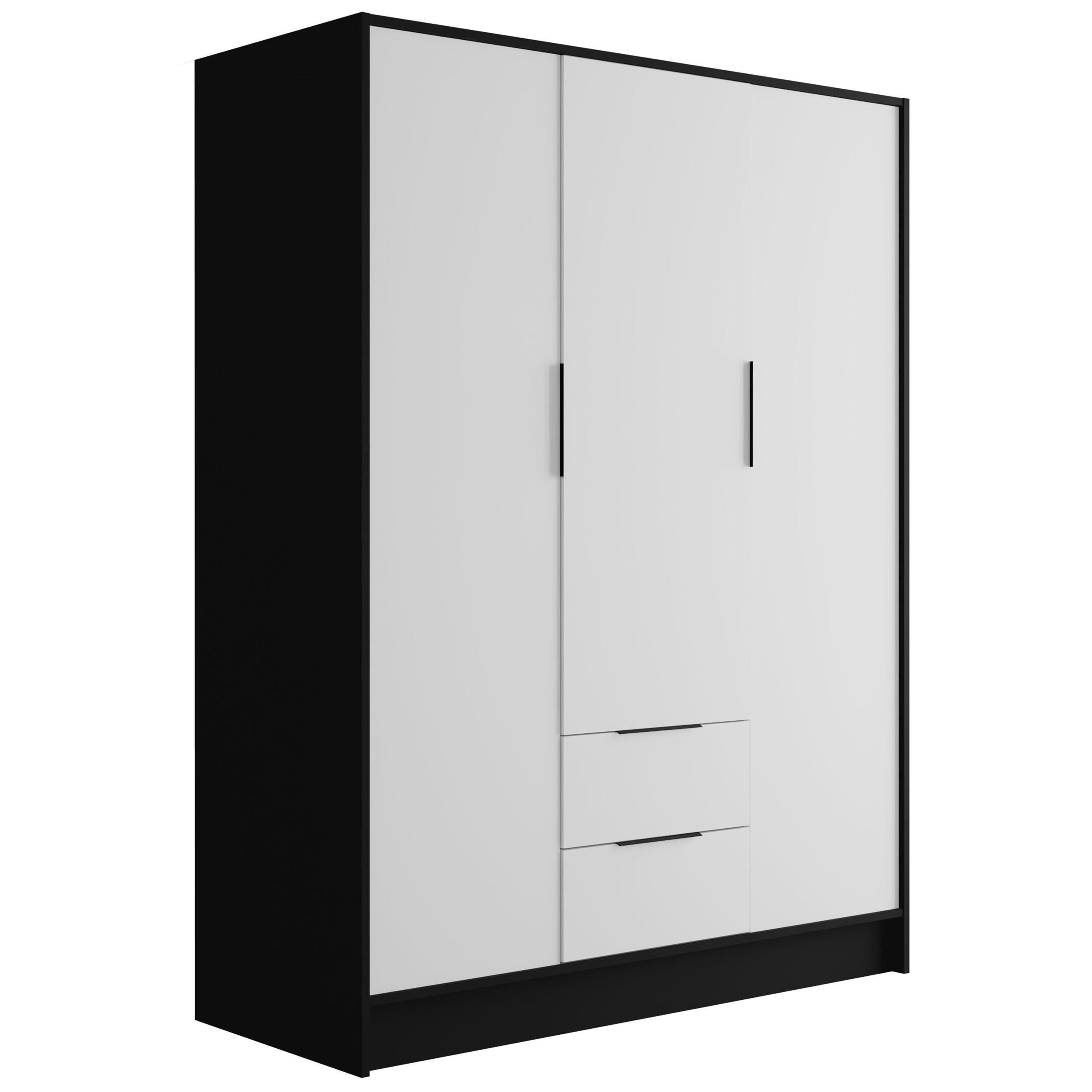 KLEIDERSCHRANK mit Flügeltüren KOLIN 150x200cm Schwarz / Weiß - Schwarz/Weiß, Holzwerkstoff (150/200/51cm) - ALTDECOR
