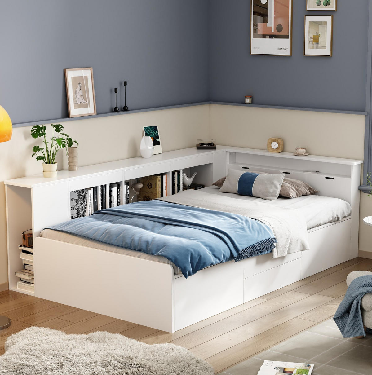 KINDERBETT 90/200 cm weiß aus MDF mit Stauraum - Weiß, Holzwerkstoff (90/200cm) - OKMYHOME