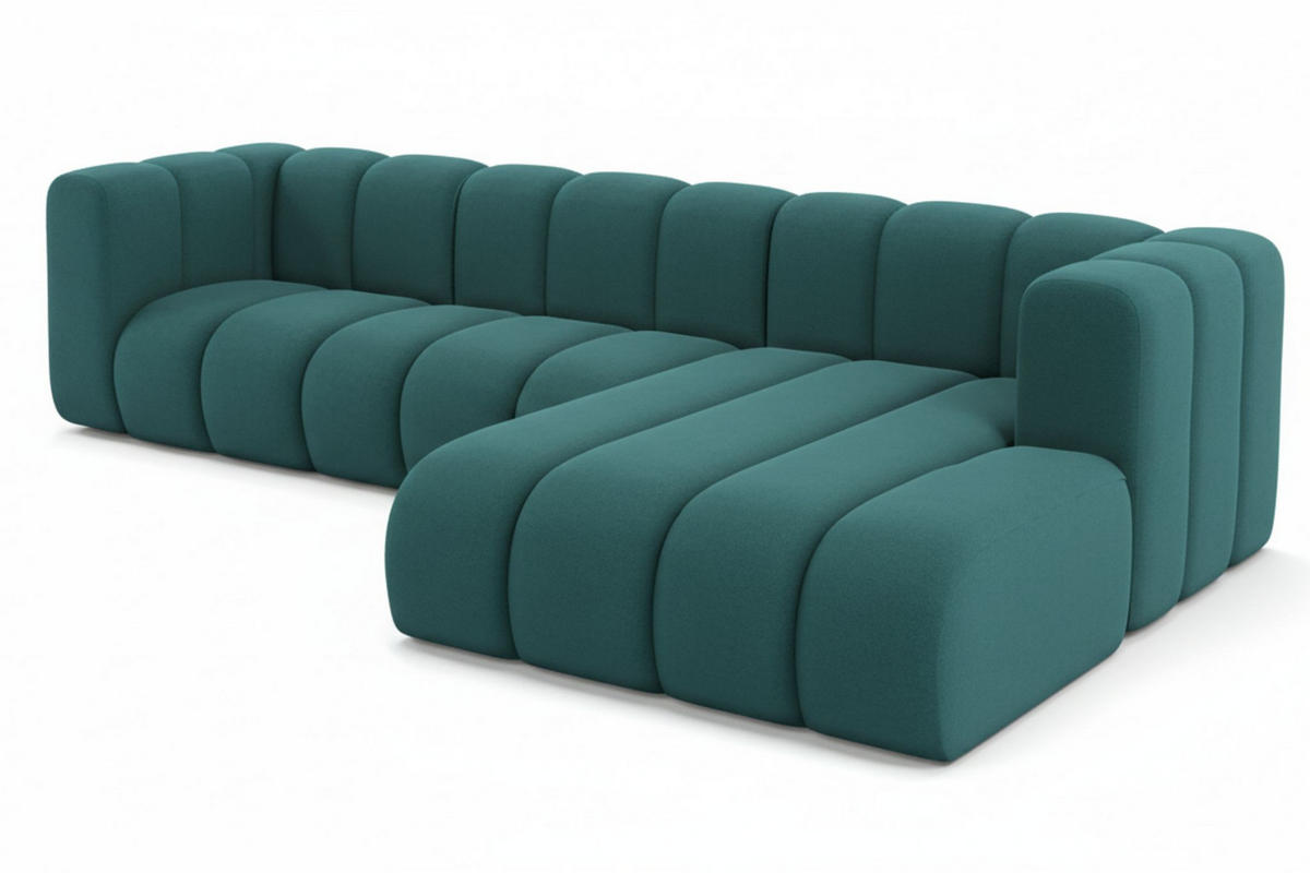 ECKSOFA L-Form Grand L 287 cm, Veloursstoff Salvador, Azurblau, Rechts - Blau, Holz (287/179cm) - Kaiser Möbel