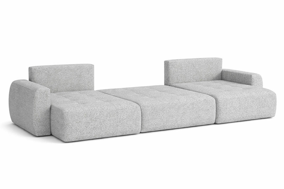 ECKSOFA Mit Schlaffunktion Und Bettkasten U-Form Ivo U, Chenillestoff Artico, Cement - Hellgrau, Holz (342/142cm) - Kaiser Möbel