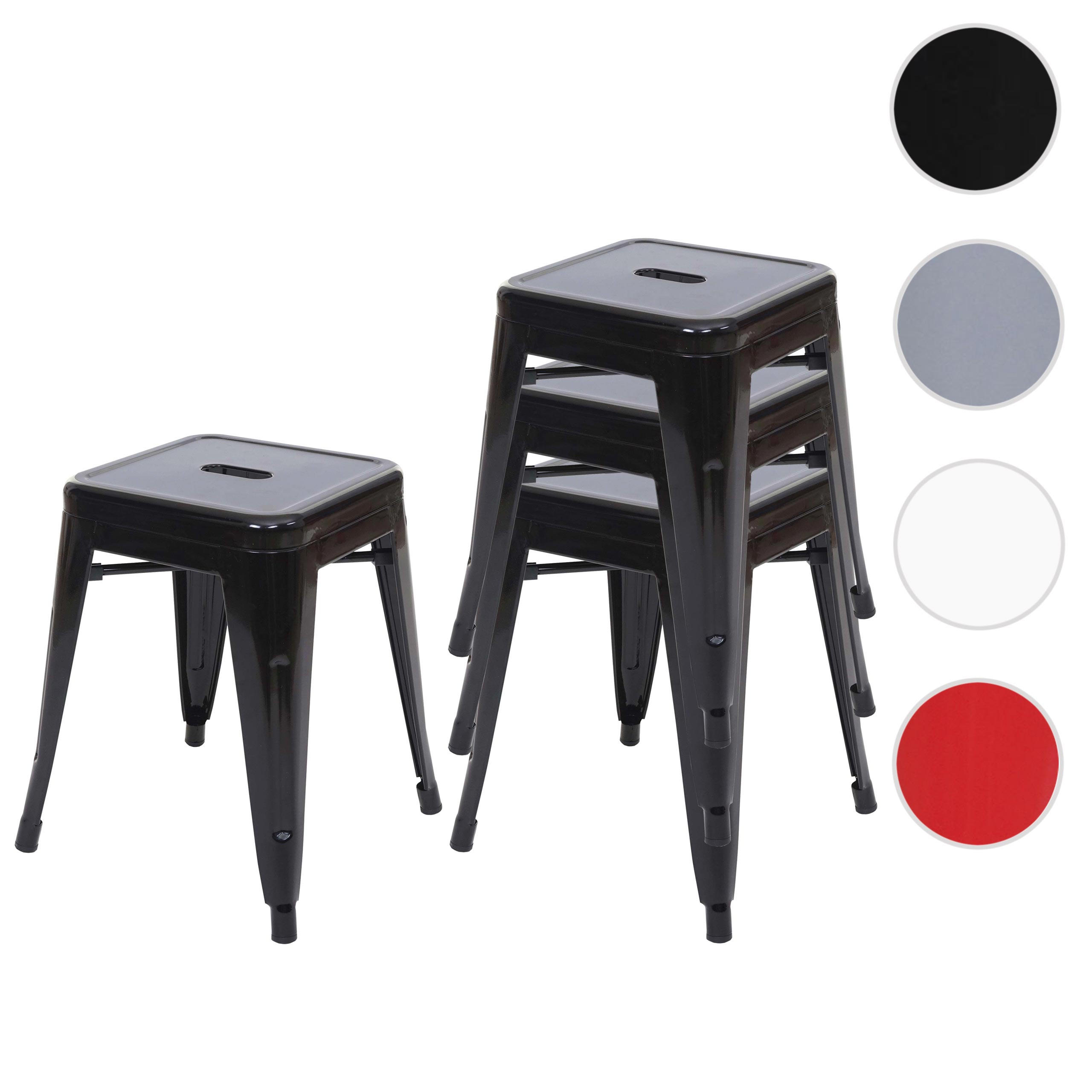 HOCKER Schwarz 4er-Set - Schwarz, Metall (39/46/39cm) - MCW