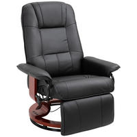 FERNSEHSESSEL Relaxsessel Liegesessel Kunstleder 360° Drehstuhl Holzfuß neigbar - Schwarz/Braun, Leder/Holz (87/100/78cm) - HOMCOM