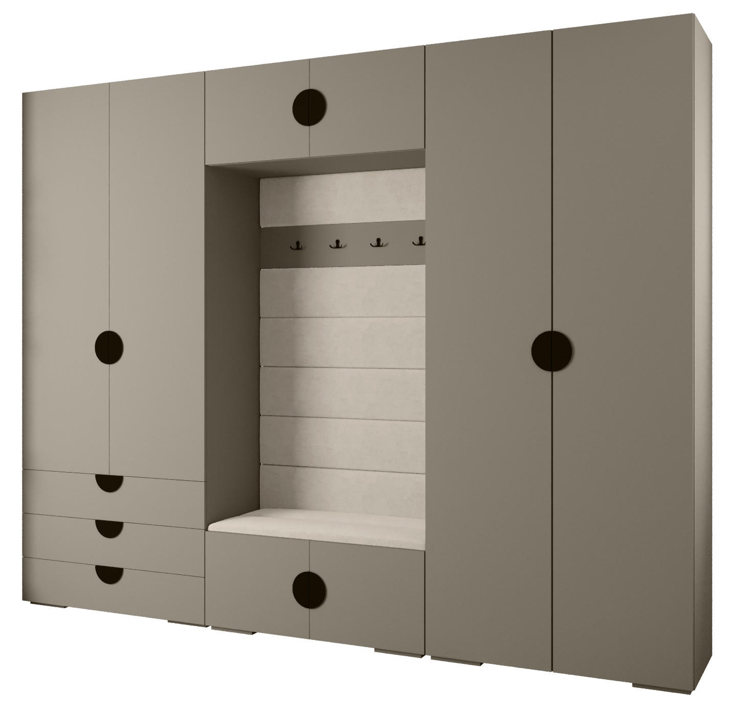 Abiks Möbel Garderoben-Set Kaschmir, Beige, Schwarz 300x236.7x47 cm