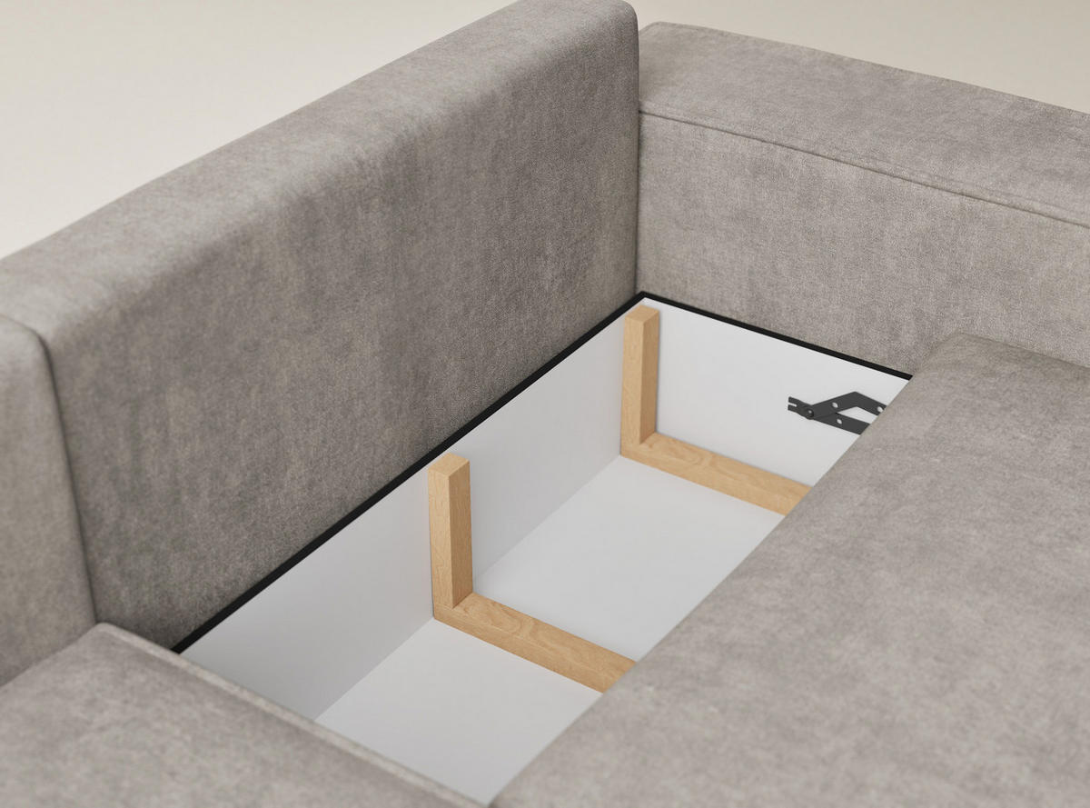 ECKSOFA MIT SCHLAFFUNKTION Tonga Braun Webstoff - Schwarz/Braun, Holz/Holzwerkstoff (105/225cm) - Maison de Reve