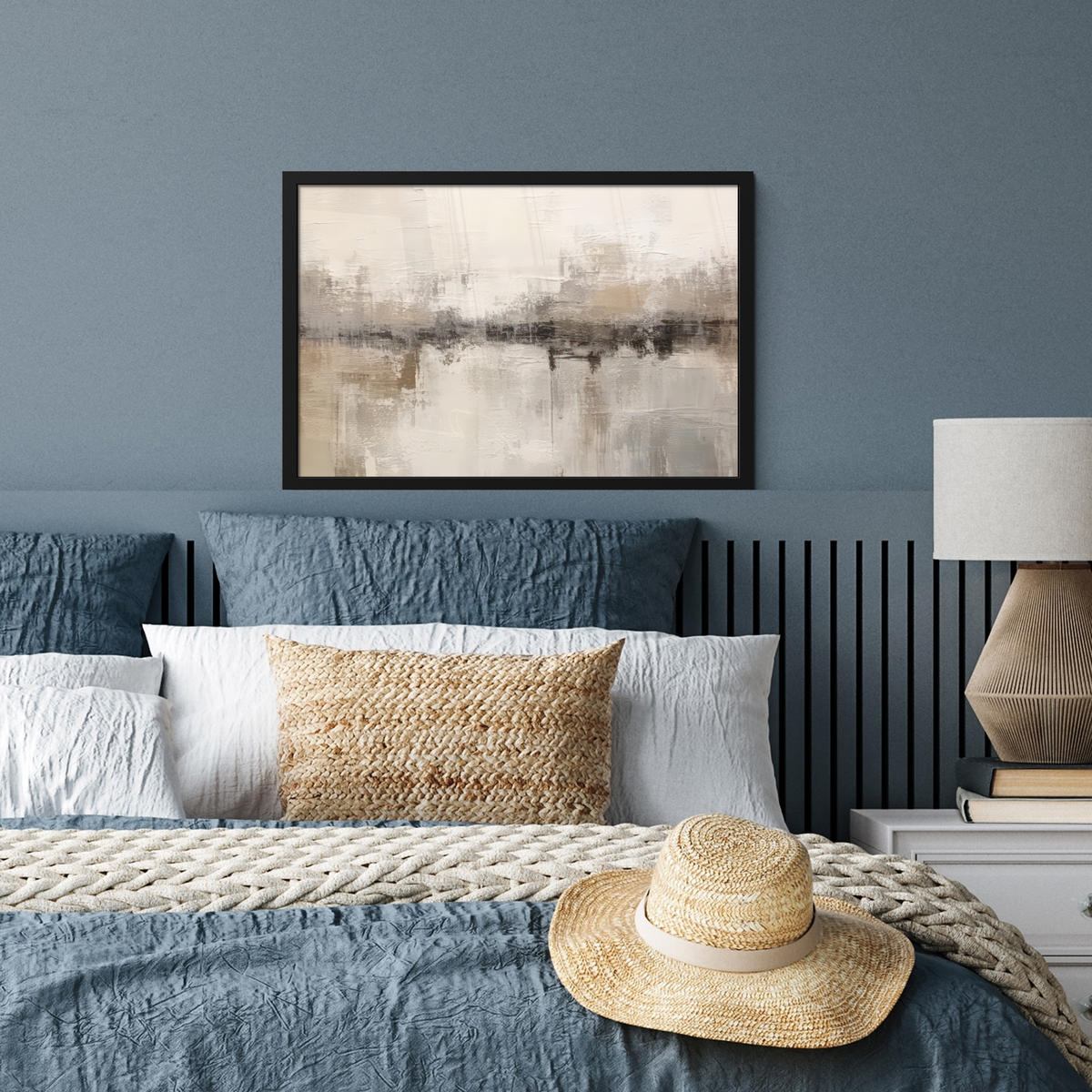 POSTER MIT RAHMEN Moderne Kunst - Abstrakt - Beige 60x40 cm - Beige, Papier (60/40cm) - MuchoWow