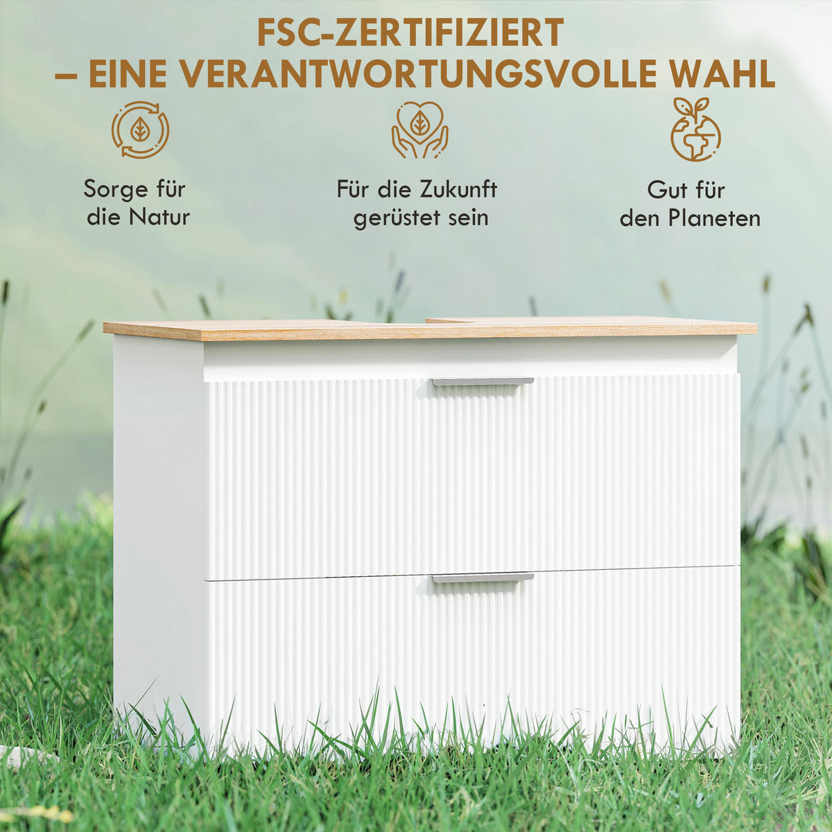 WASCHBECKENUNTERSCHRANK MDF 80/40/60 cm Weiß - Weiß, Holzwerkstoff (40/60/80cm) - HOMCOM