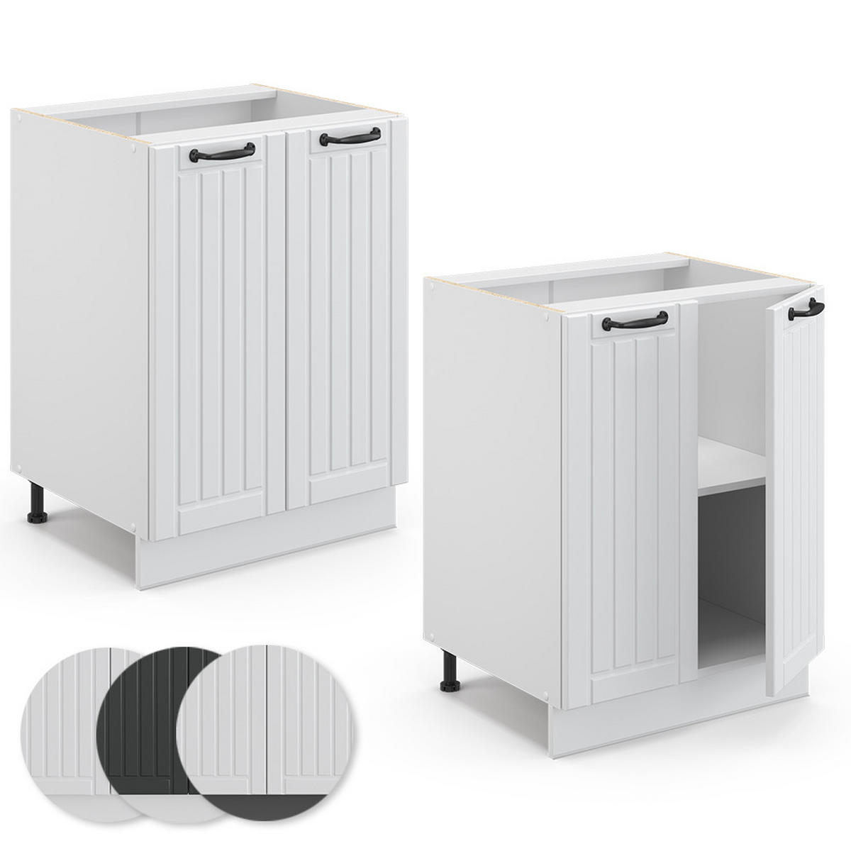 KÜCHENUNTERSCHRANK Fame-Line Weiß Landhaus 60 cm ohne AP - Creme/Weiß, Holzwerkstoff (60/82/51.6cm) - Vicco
