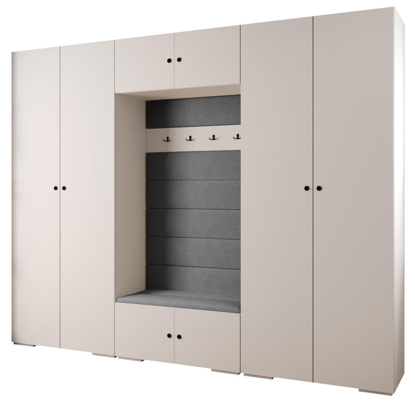 Abiks Möbel Garderoben-Set Weiß, Grau, Schwarz 300x236.7x47 cm