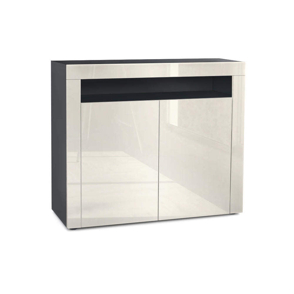 KOMMODE Valencia Creme Hochglanz / Creme Hochglanz - Creme, Holzwerkstoff (108/92/40cm) - Vladon