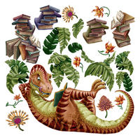 WANDAUFKLEBER 60x90cm - Dino der Leser - Multicolor, Kunststoff (60/90/0.1cm) - Wallfluent