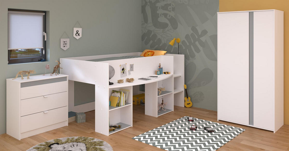 KINDERZIMMER-SET 3-tlg. Parisot Pirouette 12 Holzdekor Weiß - Weiß, Kunststoff (100/1/200cm) - 58aufmkessel