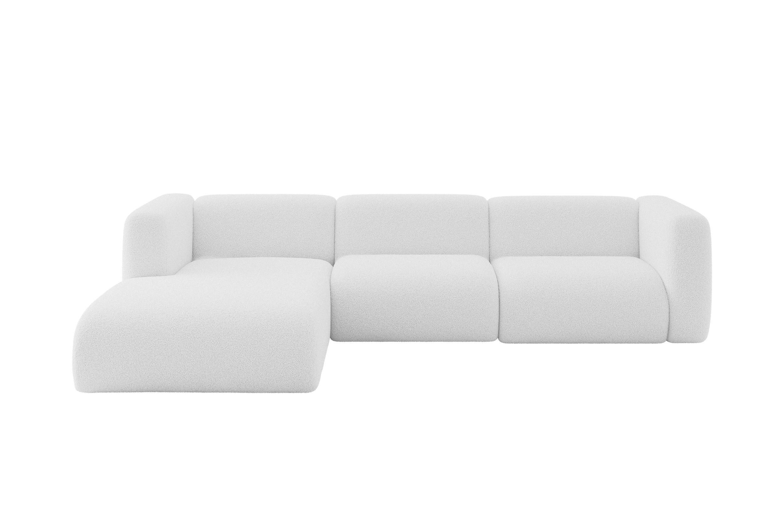 ECKSOFA Ottomane Links MIRA-L2 318x179x89 Weiß Bouclé - Schwarz/Weiß, Holzwerkstoff/Kunststoff (318/179cm) - ALTDECOR