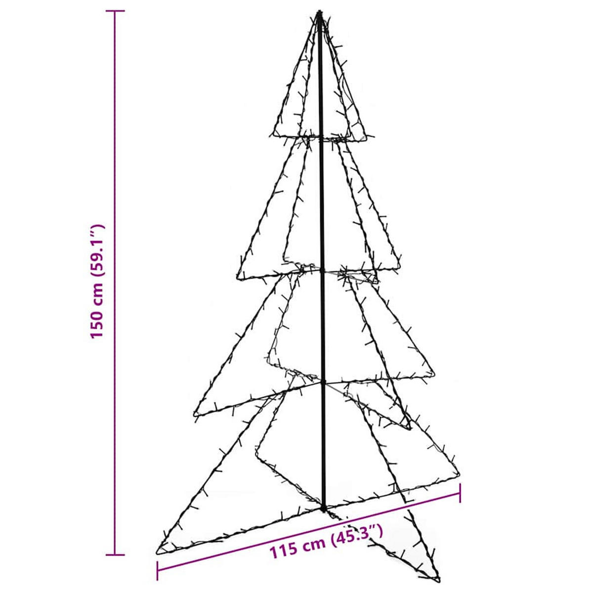 WEIHNACHTSBAUM In Kegelform 240 Leds Indoor Outdoor 115/150 Cm - Weiß, Metall (150cm) - vidaXL