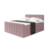 BOXSPRINGOVÁ POSTEL s matrací H3/H4 - IGAN-Z KING - 200x200 cm Růžová - růžová, kompozitní dřevo (203/200cm) - ALTDECOR