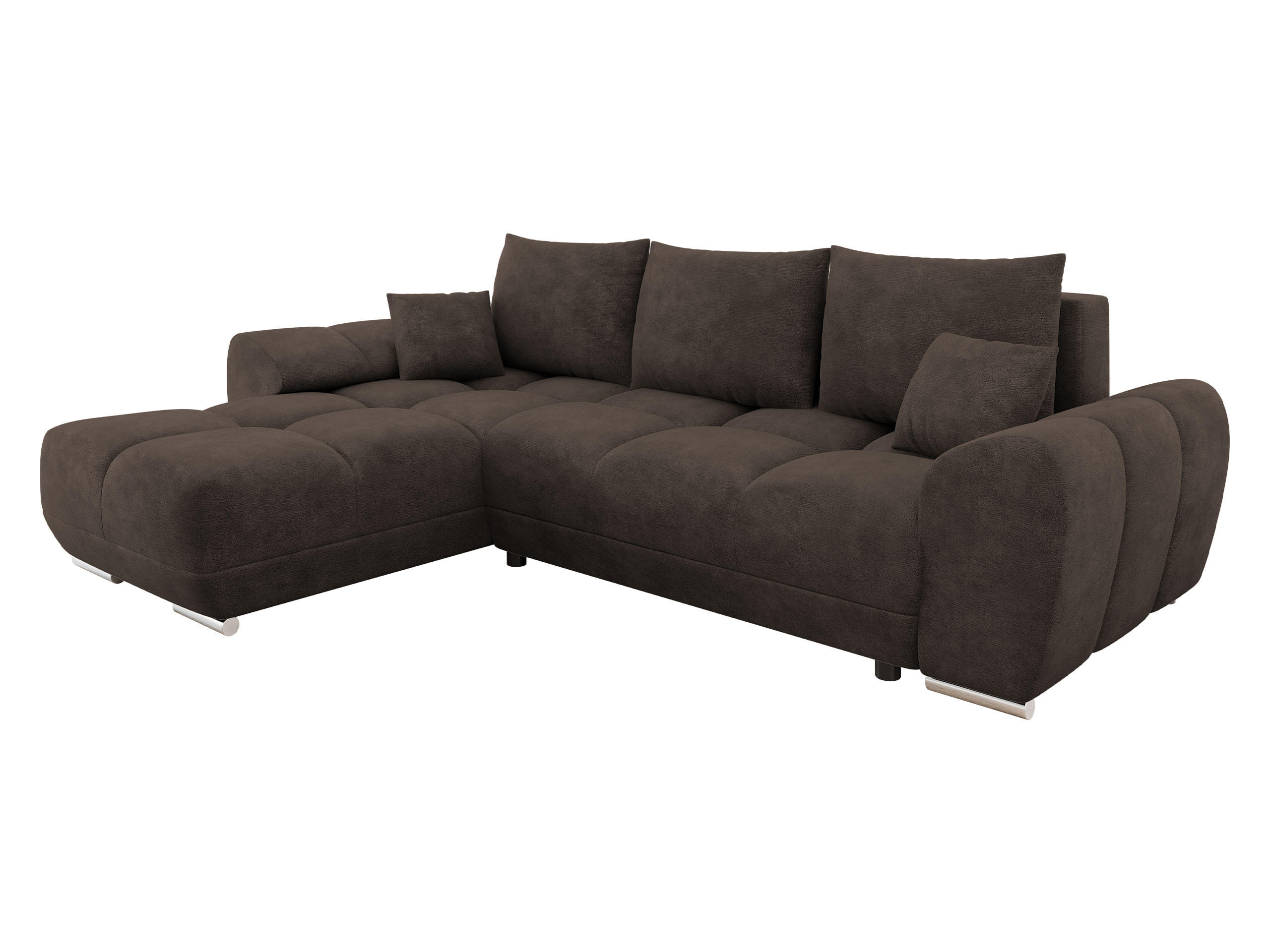 ECKSOFA Logo - Dunkelbraun/Silberfarben, Holz/Kunststoff (291/183cm) - MIRJAN24