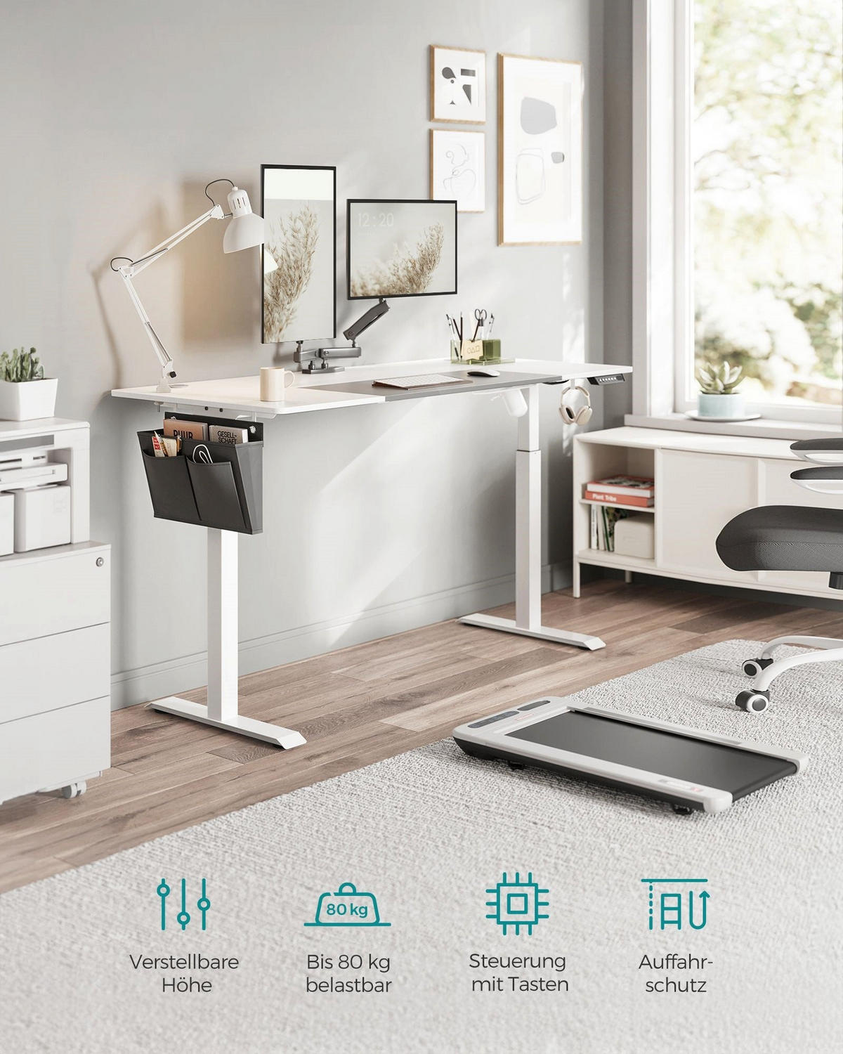 HÖHENVERSTELLBARER SCHREIBTISCH ZAGREB - Weiß, Holzwerkstoff (70/160/120cm) - Hansiro